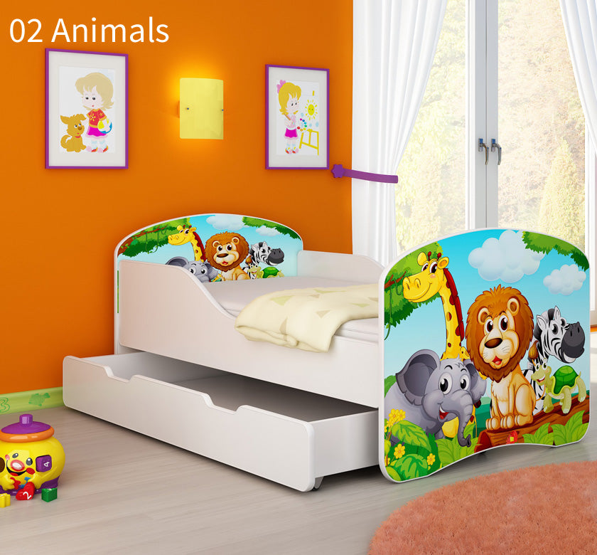 Dječji krevet ACMA s motivom + ladica 180x80 cm 02 Animals
