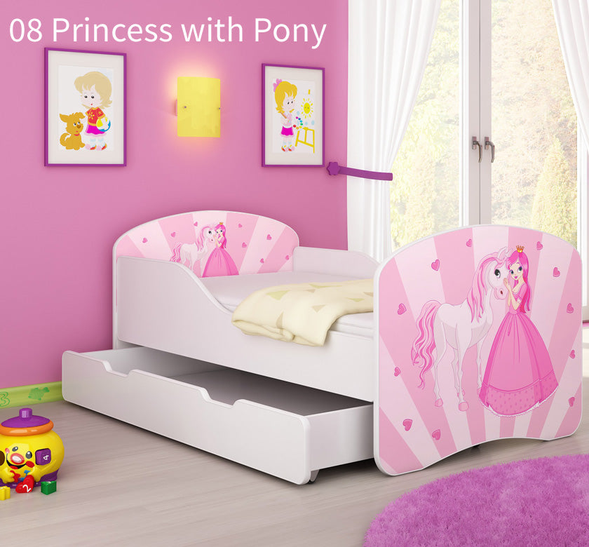Dječji krevet ACMA s motivom + ladica 160x80 cm 08 Princess with Pony