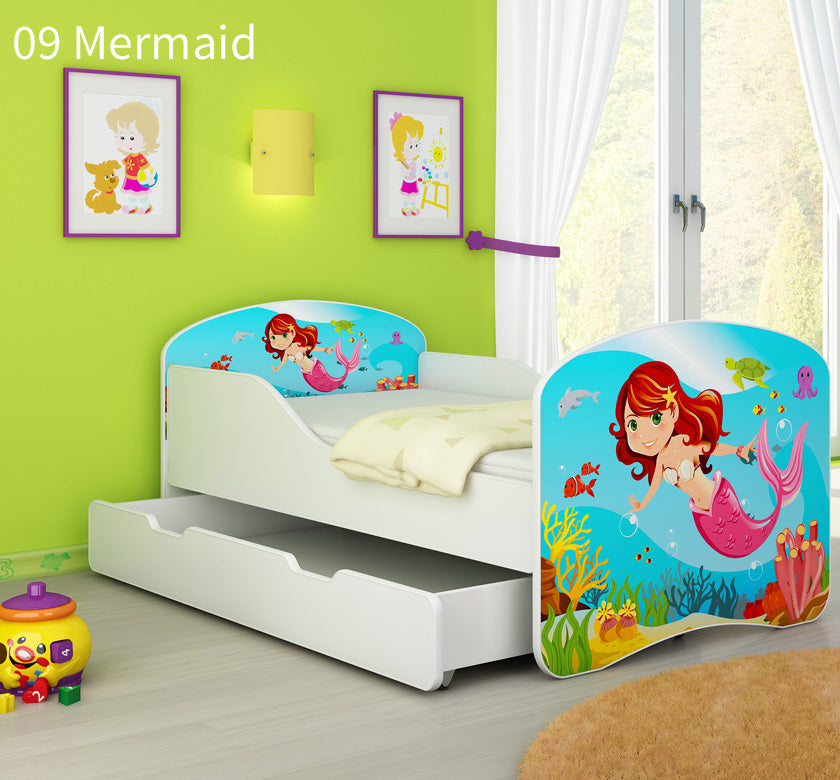 Dječji krevet ACMA s motivom + ladica 160x80 cm 09 Mermaid