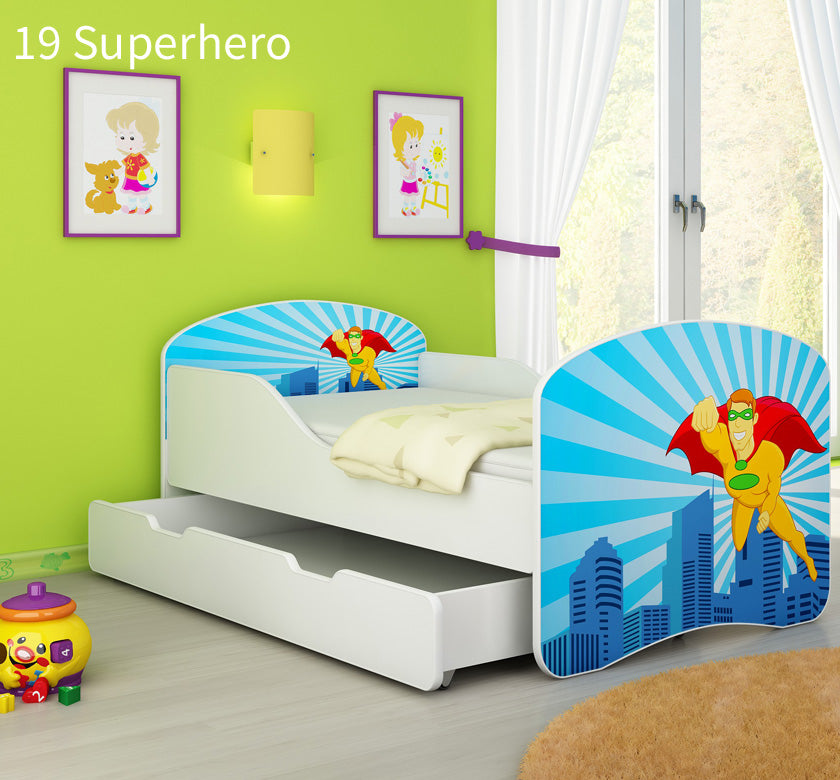 Dječji krevet ACMA s motivom + ladica 140x70 cm 19 Superhero