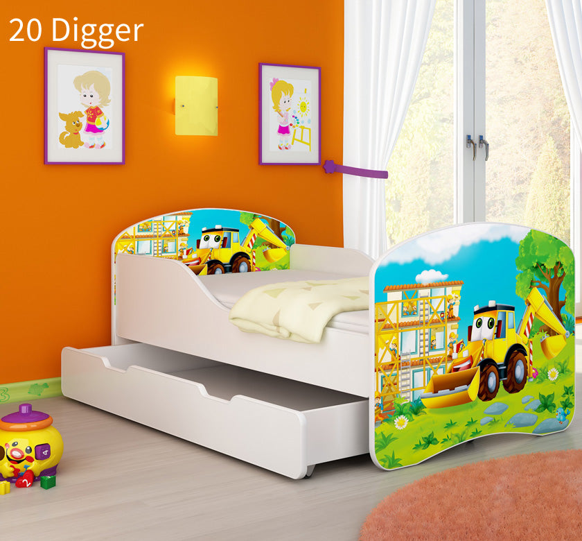 Dječji krevet ACMA s motivom + ladica 160x80 cm 20 Digger