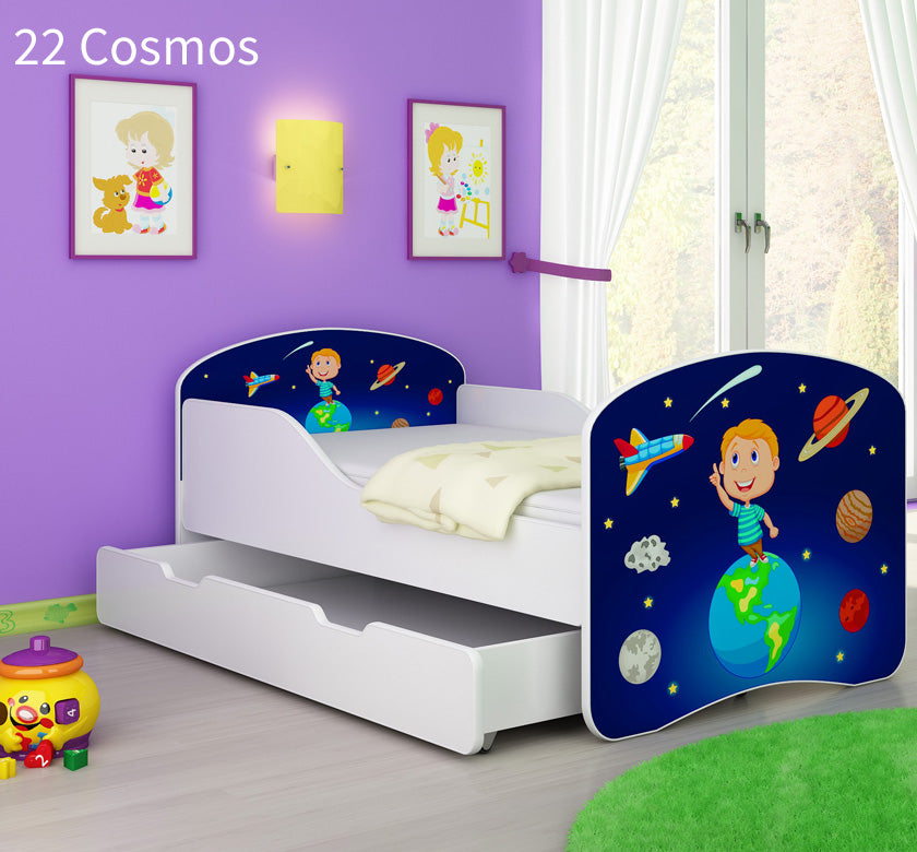 Dječji krevet ACMA s motivom + ladica 140x70 cm 22 Cosmos