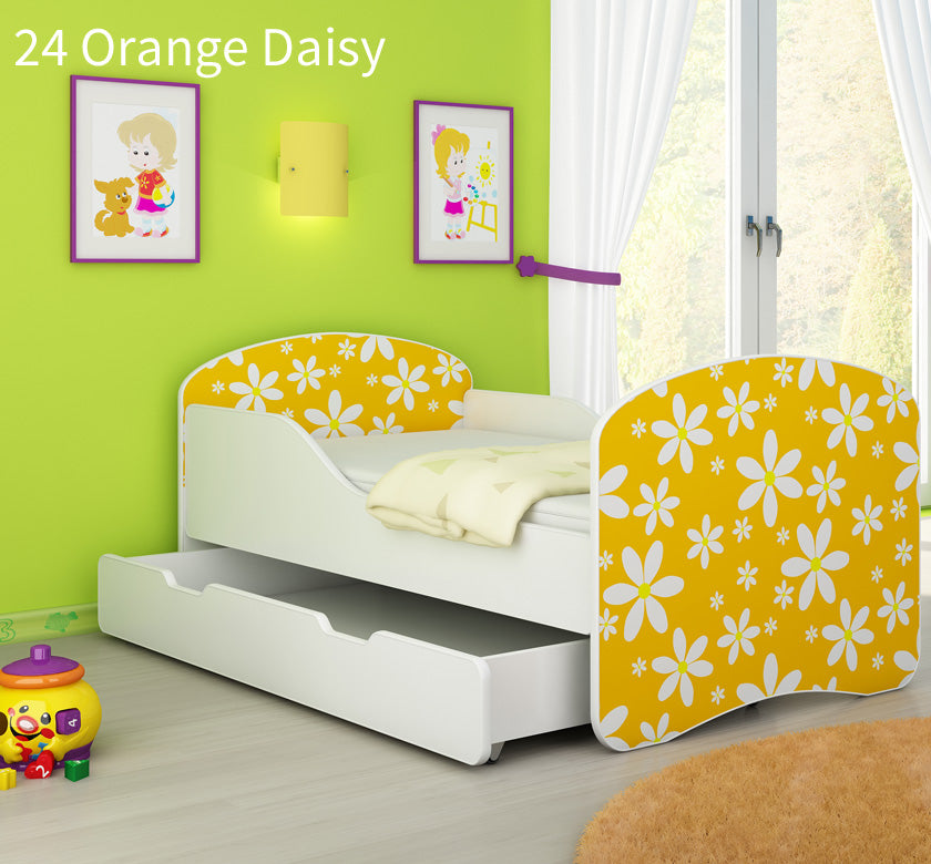 Dječji krevet ACMA s motivom + ladica 160x80 cm 24 Orange Daisy