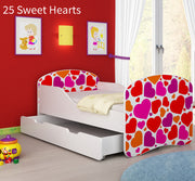 Dječji krevet ACMA s motivom + ladica 160x80 cm 25 Sweet hearts