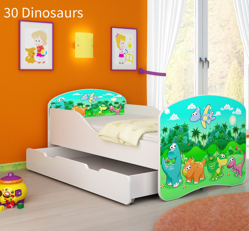 Dječji krevet ACMA s motivom + ladica 140x70 cm 30 Dinosaurs