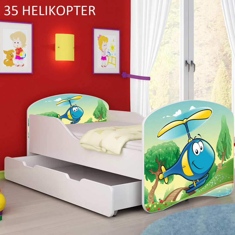 Dječji krevet ACMA s motivom + ladica 140x70 cm 35 Helikopter