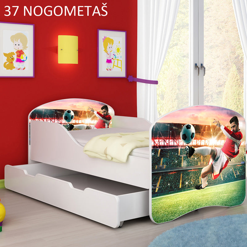 Dječji krevet ACMA s motivom + ladica 160x80 cm 37 Nogometaš
