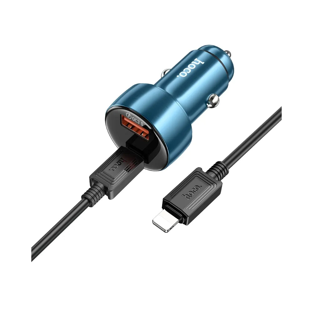 HOCO avtopolnilec USB QC 3.0 + Type C + kabel Type C v Type C PD 48W Leader Z50 kovinsko siv
