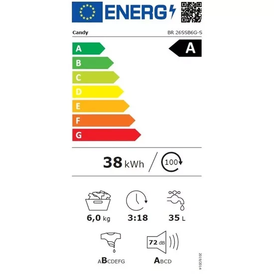 Candy BR 26SSB6G-S perilica rublja Prednje punjenje 6 kg 1200 RPM Antracit