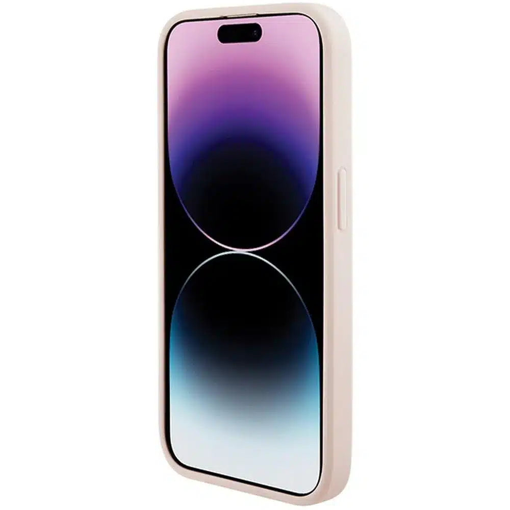 Originalna torbica KARL LAGERFELD Hardcase KLHCP15LPQKPMP za iPhone 15 Pro (prešit vzorec / roza)