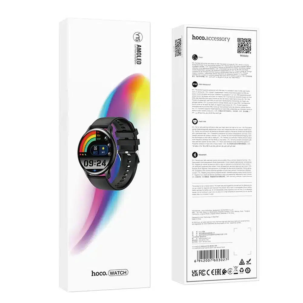 Pametna ura HOCO / pametna ura Amoled Y15 smart sport (možnost klicanja z ure) črna