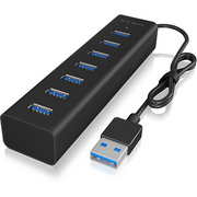 ICY BOX IB-HUB1700-U3 USB 3.2 Gen 1 (3.1 Gen 1) Type-A 5000 Mbit/s Crno