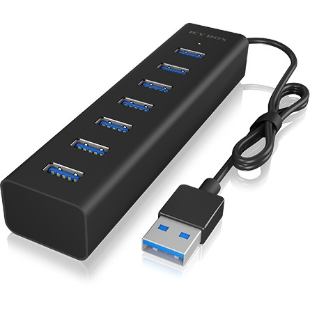 ICY BOX IB-HUB1700-U3 USB 3.2 Gen 1 (3.1 Gen 1) Type-A 5000 Mbit/s Crno