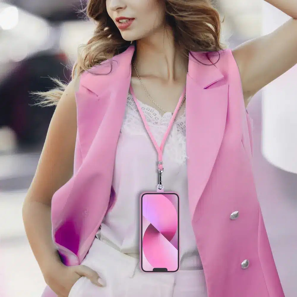 SWING obesek za telefon nastavljive dolžine / dolžina kabla 165 cm (maks. 82,5 cm v zanki) / ramena ali vrat – svetlo roza