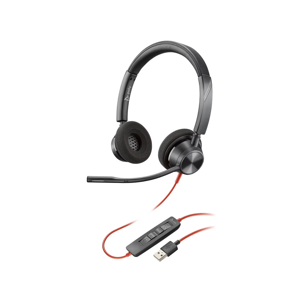HP Poly Blackwire 3320 USB-A Headset Žičano Obruč za glavu Ured / pozivni centar USB Tip-A Crno