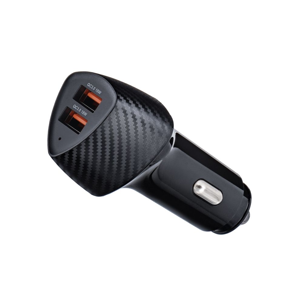 FORCELL CARBON avto polnilec USB QC 3.0 18W + USB QC 3.0 18W CC50-2A36W črn (Skupno 36W)