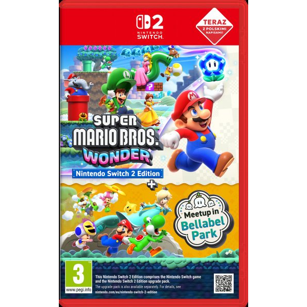 Nintendo Super Mario Bros. Wonder ( Switch 2) Nije prikladno za djecu mlađu od 5 godina. Za uporabu uz nadzor odrasle osobe Japanski, Engleski, Francuski, Talijanski, Španjolski, Korejski, Nizozemski, Portugalski, Ruski, Pojednostavljeni kineski, Tradicionalni kineski, POR-BRA, Poljski, Tajlandski Nintendo Switch 2 izdanje