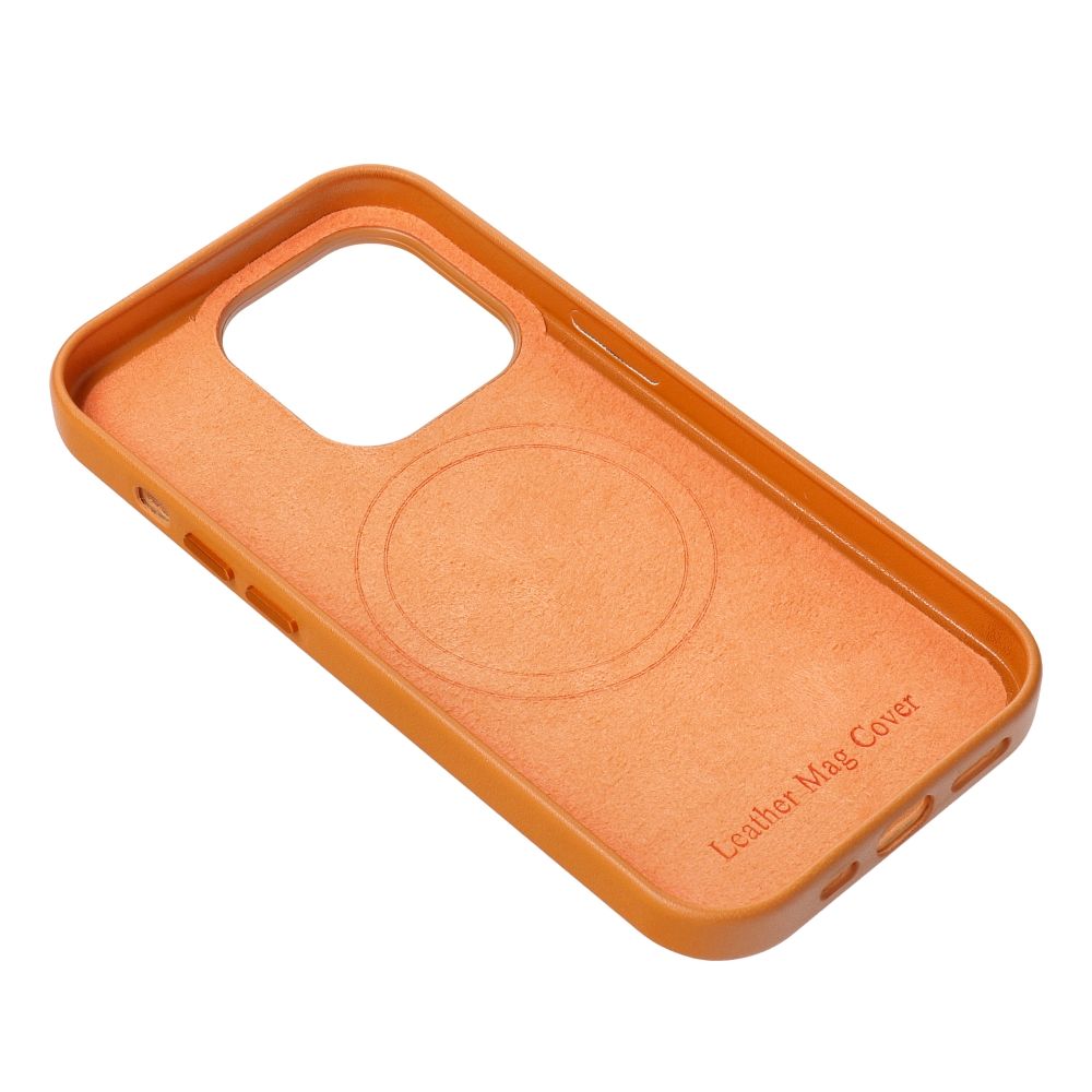 Usnjena torbica Mag Cover za iPhone 14 Plus oranžna