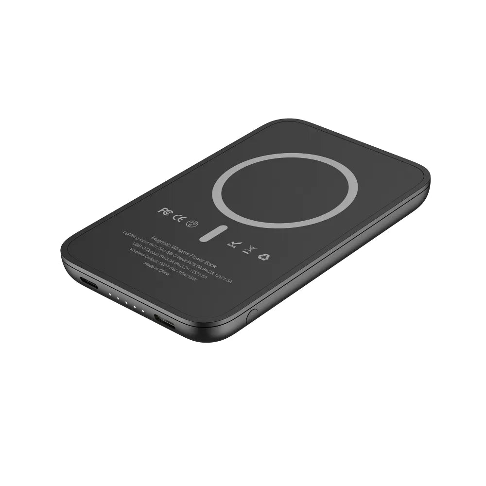 POWER BANK VEGER MagOn Kick z induktivnim polnjenjem podpira polnjenje z MagSafe 15W - 5 000mAh PD 20W črna