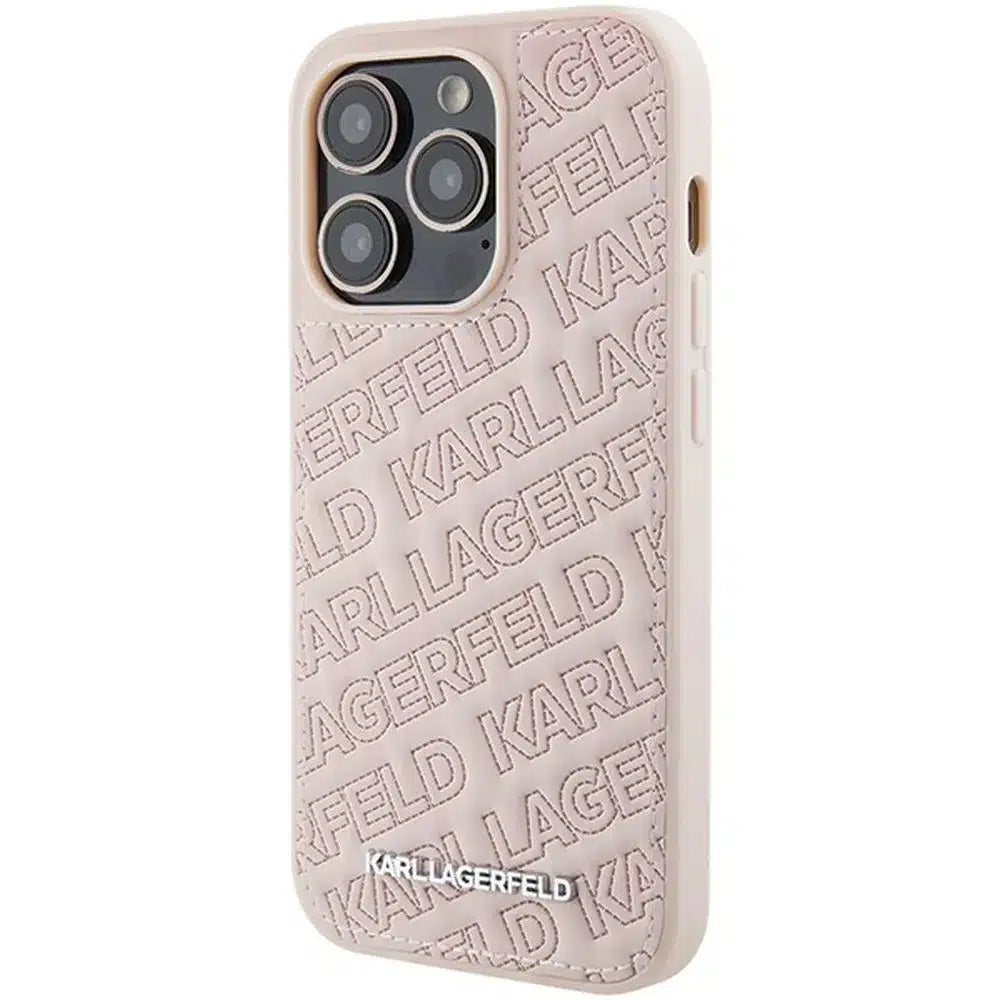 Originalna torbica KARL LAGERFELD Hardcase KLHCP15LPQKPMP za iPhone 15 Pro (prešit vzorec / roza)