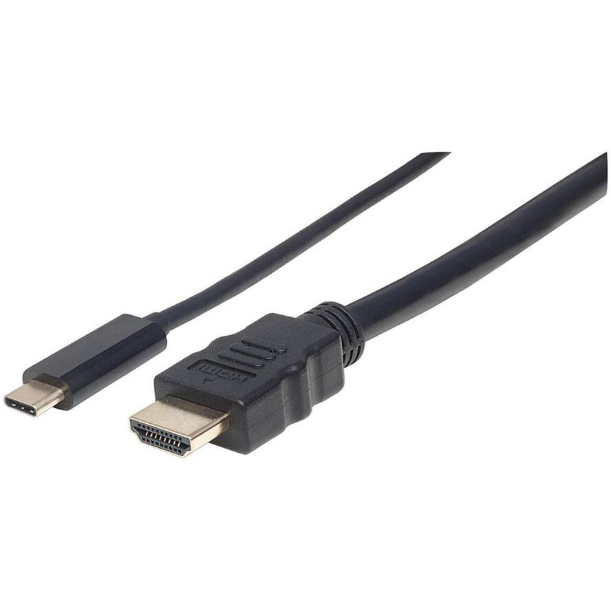 Manhattan 152235 prilagodnik za video kabel 1 m USB Tip-C HDMI Tip A (Standard) Crno