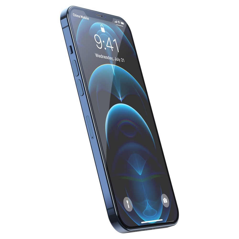 Baseus 2x 0,3 mm kaljeno steklo Anti-blue Light z okvirjem iPhone 12 Pro Max