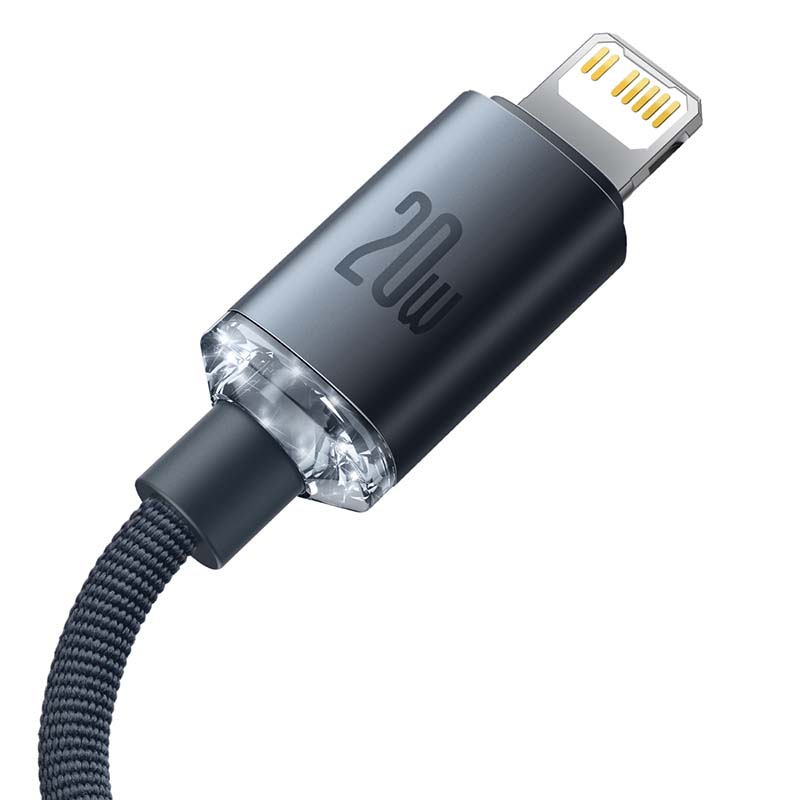 Baseus Crystal kabel USB-C na Lightning 20W PD 120 cm (črn)