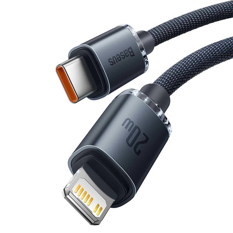 Baseus Crystal kabel USB-C na Lightning 20W PD 120 cm (črn)