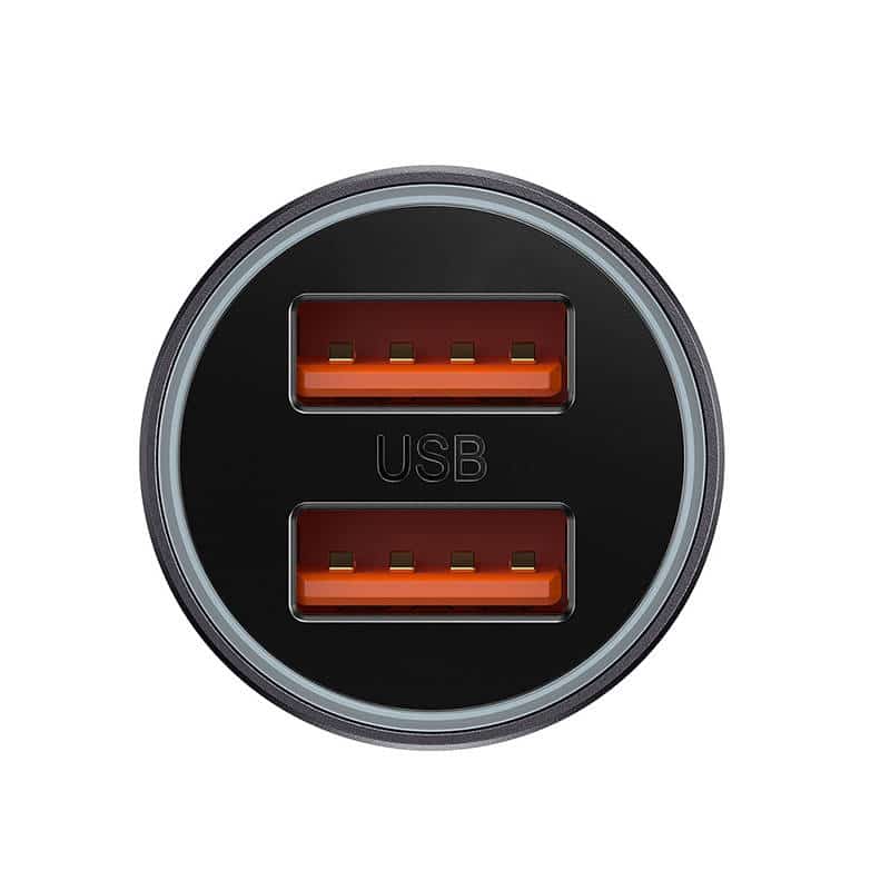 Baseus Golden Contactor Max avtopolnilec, 2x USB, 60W (siv)