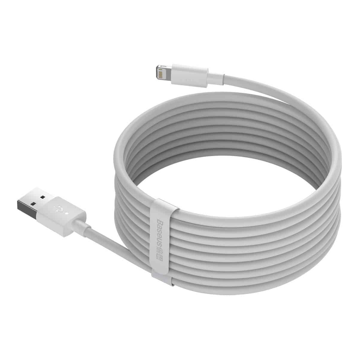 Baseus Simple Wisdom Data Cable Kit USB v Lightning 2.4A (2 kosa/set) 1,5 m, bel