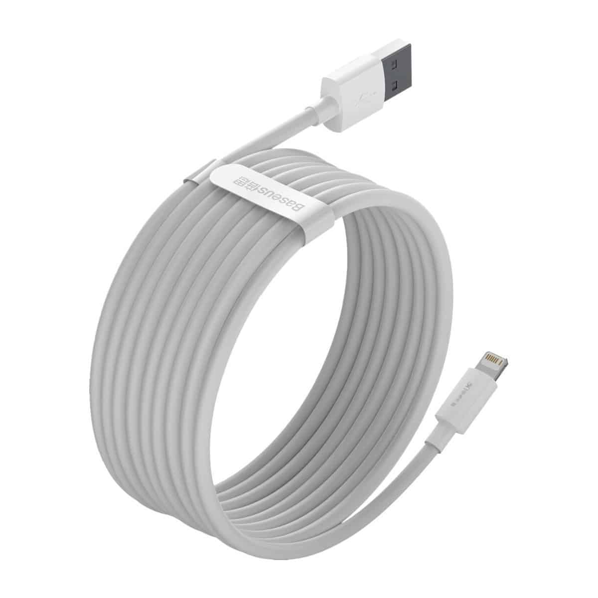 Baseus Simple Wisdom Data Cable Kit USB v Lightning 2.4A (2 kosa/set) 1,5 m, bel