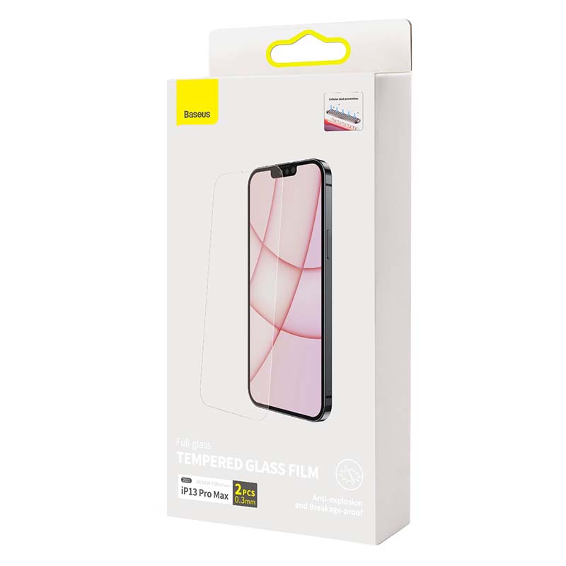 Baseus kaljeno steklo 0,3 mm (6,7 inča) za iPhone 13 Pro Max 2021 2 kosa