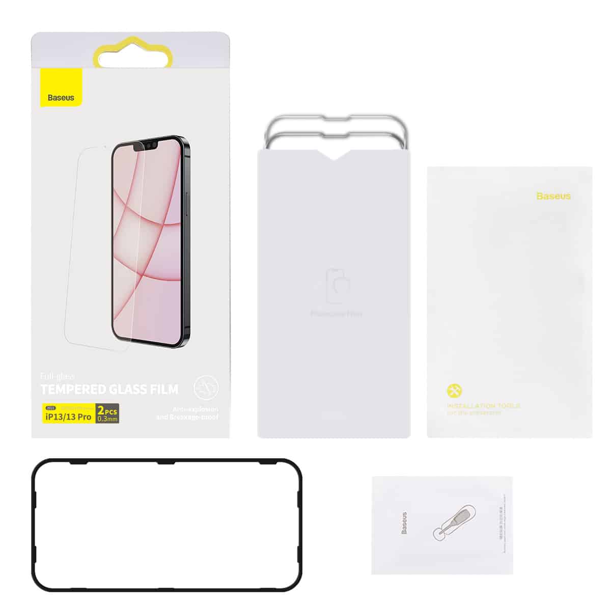 Baseus kaljeno steklo 0,3 mm za iPhone 13/13 Pro (2 kosa)