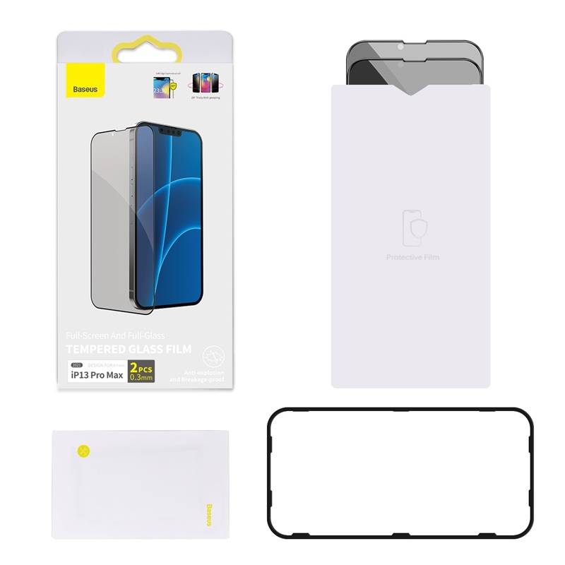 Baseus Kaljeno steklo Anti-spy 0.23mm za iPhone 13 Pro Max (2 kosa)