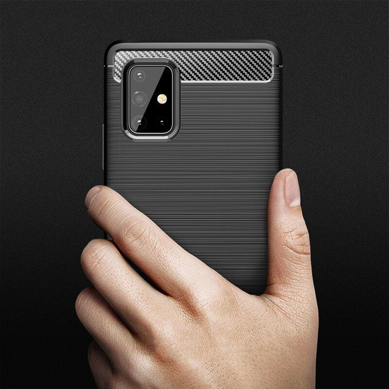 Karbonski ovitek Fleksibilni etui za Samsung Galaxy M51 črn