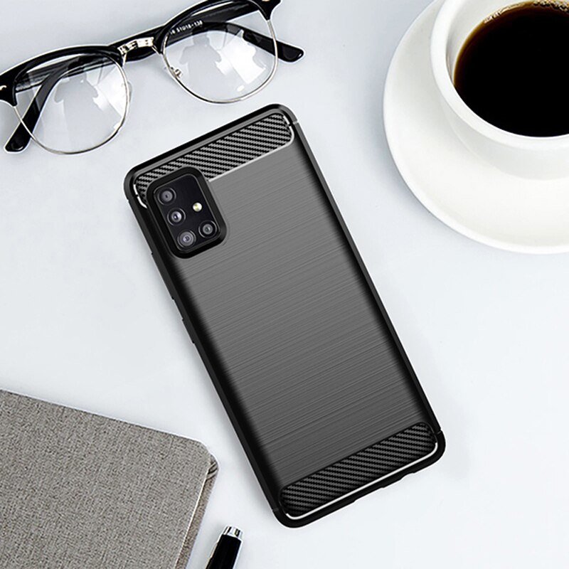 Karbonski ovitek Fleksibilni etui za Samsung Galaxy M51 črn