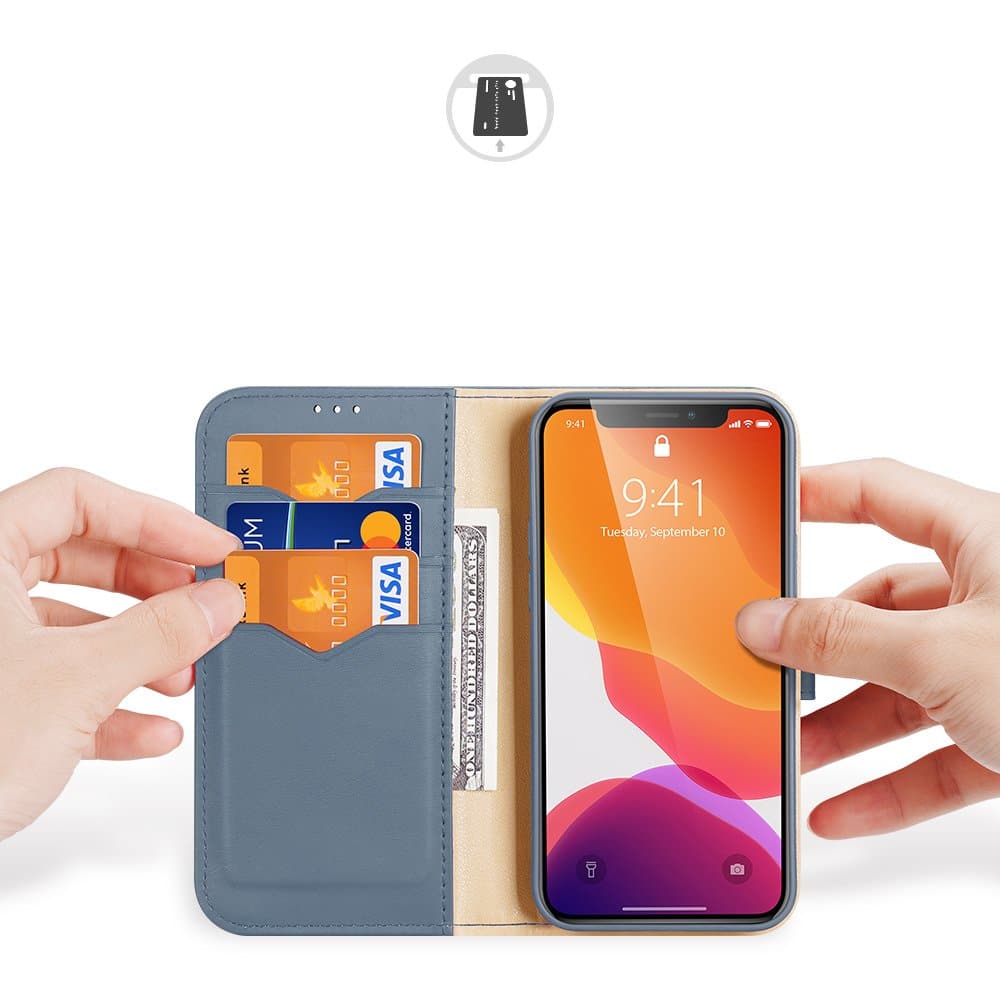 Dux Ducis Hivo preklopna torbica iz pravega usnja za Iphone 11 Pro Max, modra