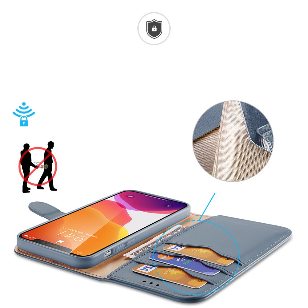 Dux Ducis Hivo preklopna torbica iz pravega usnja za Iphone 11 Pro Max, modra