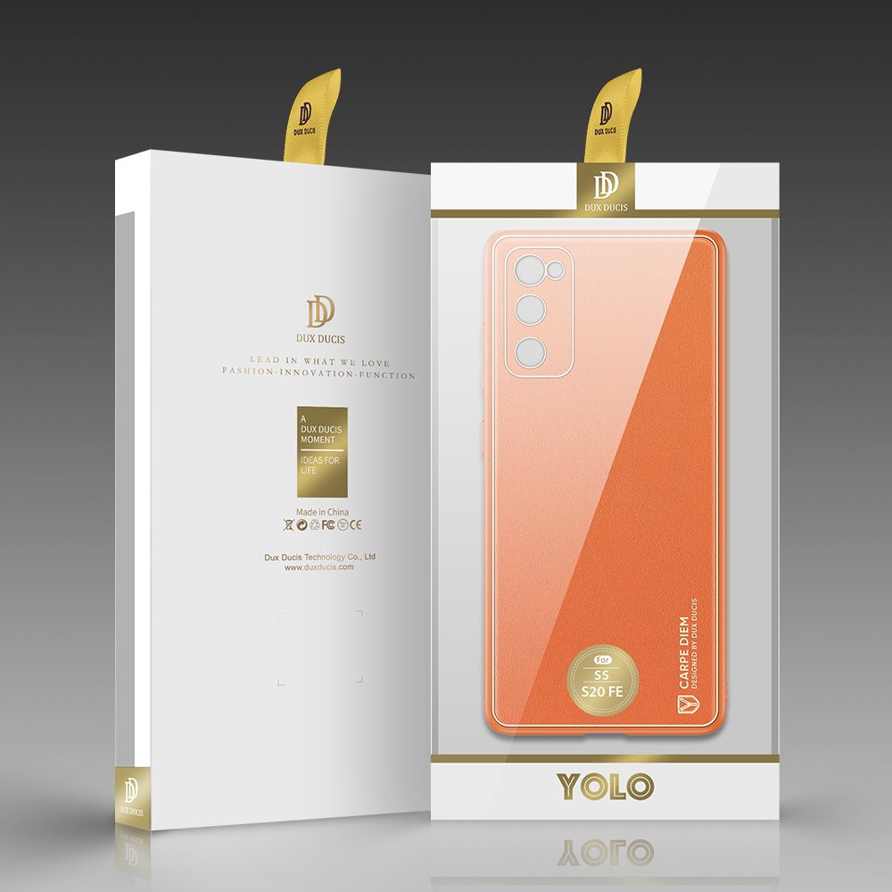 Dux Ducis Yolo elegantna torbica iz mehkega TPU in PU usnja za Samsung Galaxy S20 FE 5G, oranžna