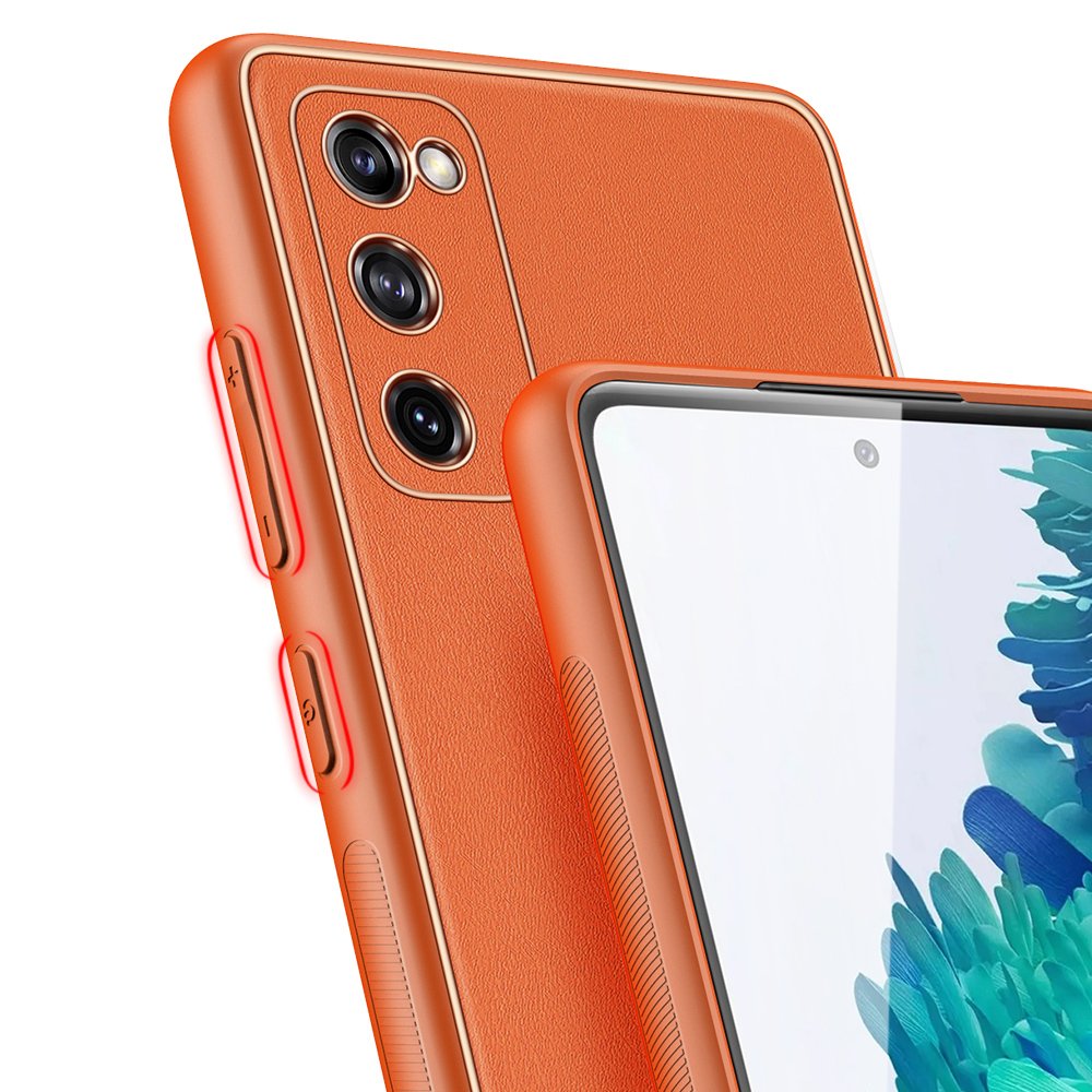 Dux Ducis Yolo elegantna torbica iz mehkega TPU in PU usnja za Samsung Galaxy S20 FE 5G, oranžna