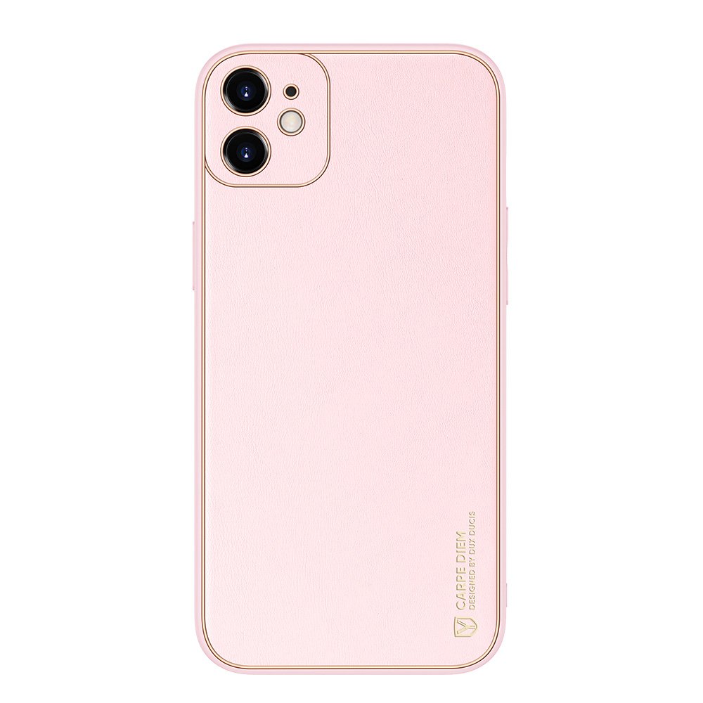 Dux Ducis Yolo eleganten ovitek iz mehkega TPU in PU usnja za iPhone 12 roza barve