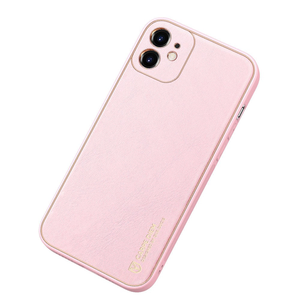 Dux Ducis Yolo eleganten ovitek iz mehkega TPU in PU usnja za iPhone 12 roza barve