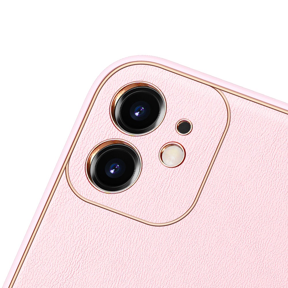 Dux Ducis Yolo eleganten ovitek iz mehkega TPU in PU usnja za iPhone 12 roza barve