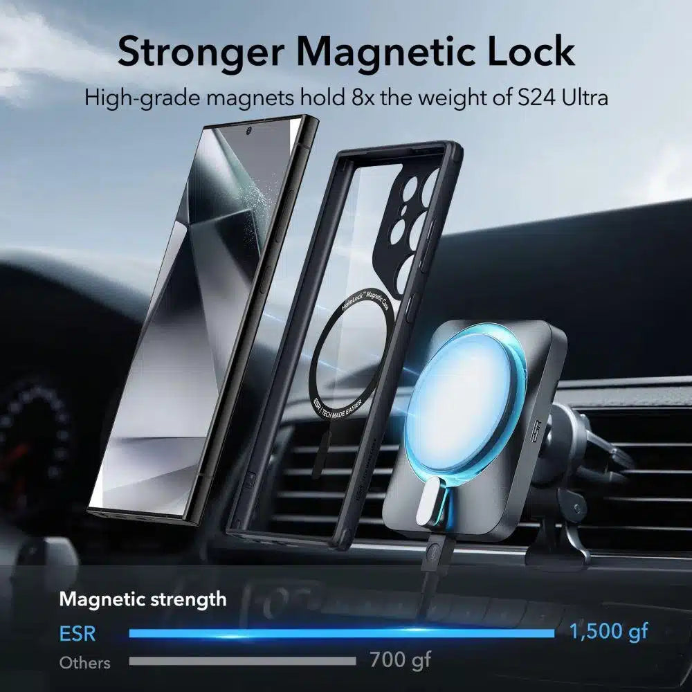 ESR - Classic Hybrid HaloLock ovitek za Samsung Galaxy S24 Ultra - prozoren črn