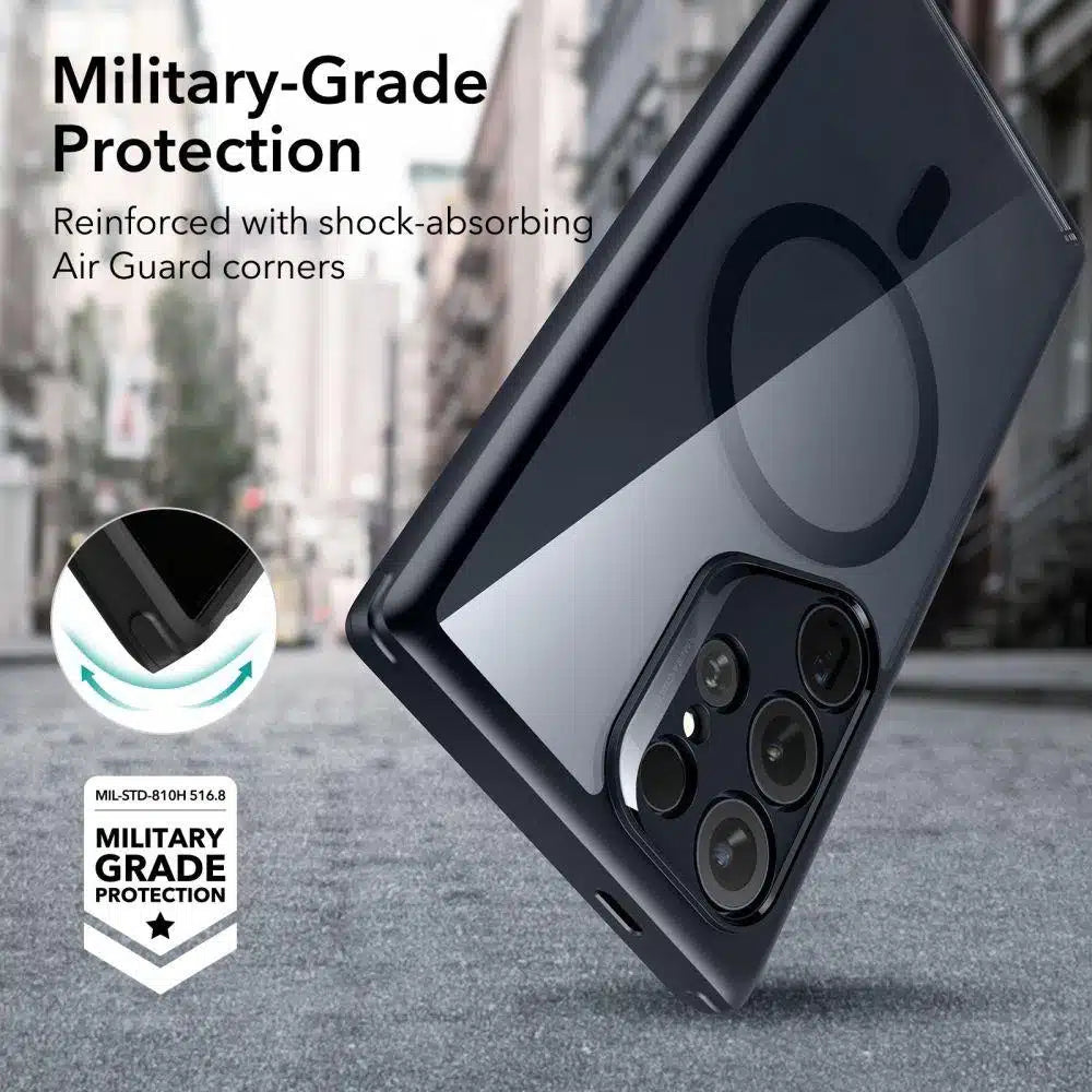 ESR - Classic Hybrid HaloLock ovitek za Samsung Galaxy S24 Ultra - prozoren črn