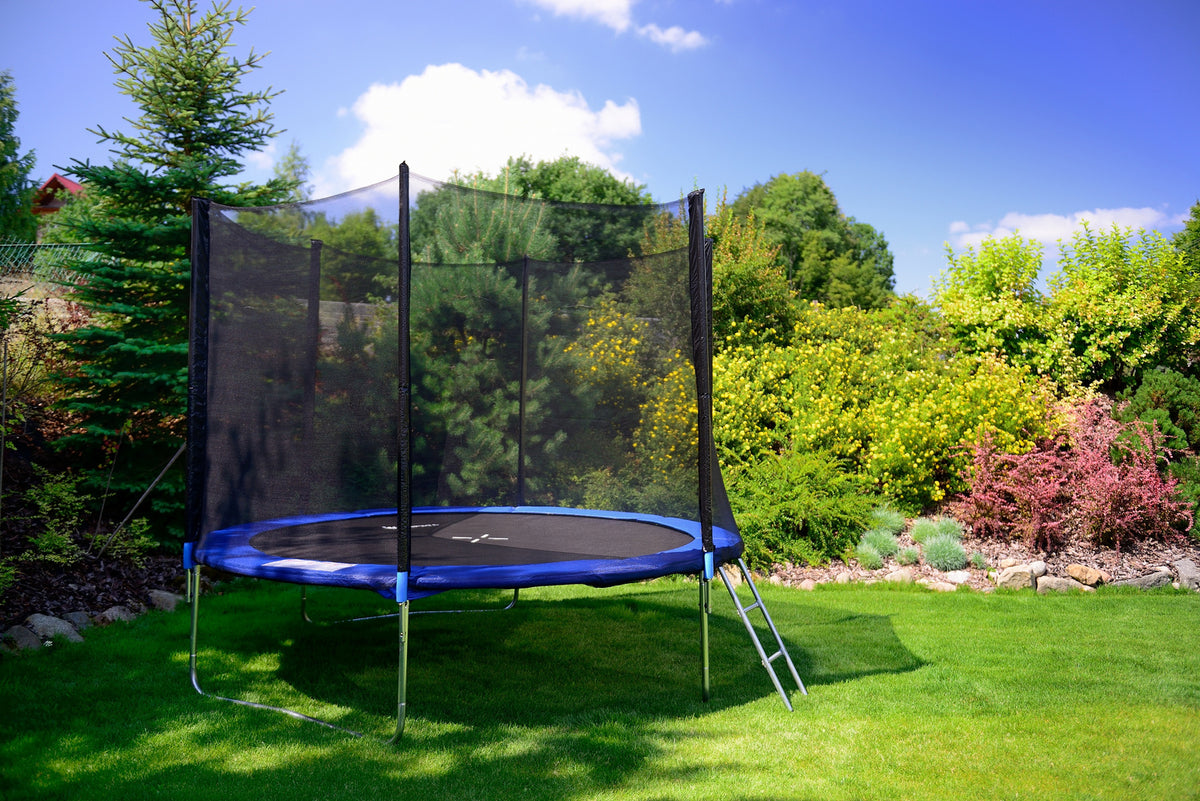 Vrtni trampolin BLUE FUN FIT 312 cm s ljestvama - plavi