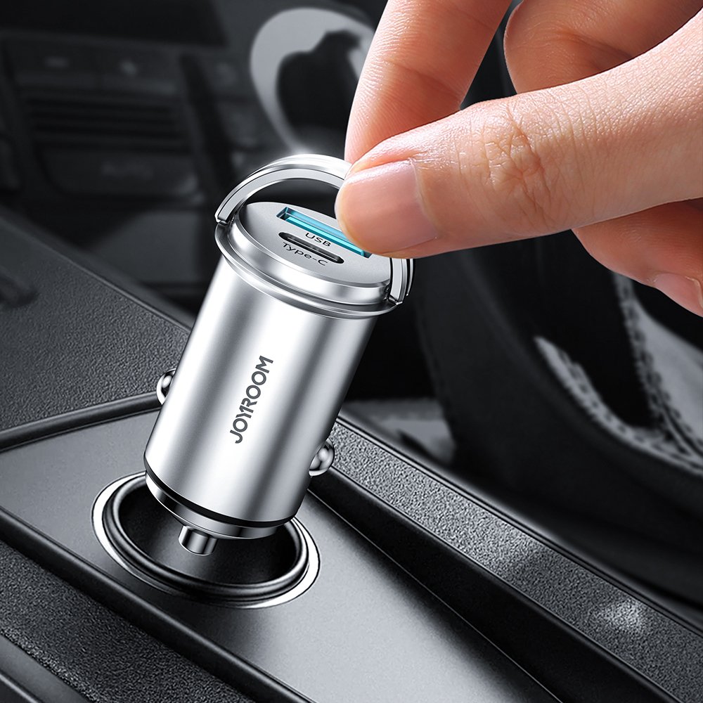 Joyroom mini dvojni avtopolnilec USB Type C / USB 20 W 5 A Power Delivery Quick Charge 3.0 AFC SCP