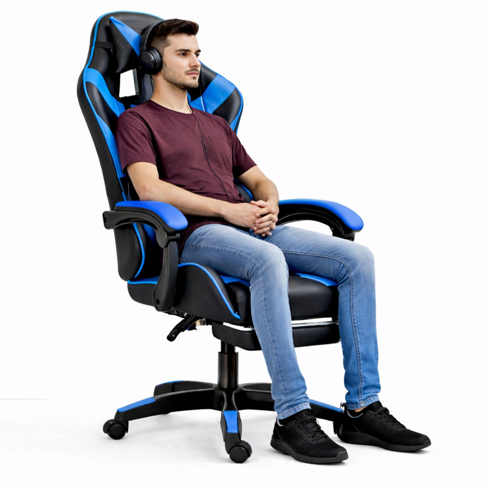 Gaming stolica sa osloncem za noge LE TOY – plava