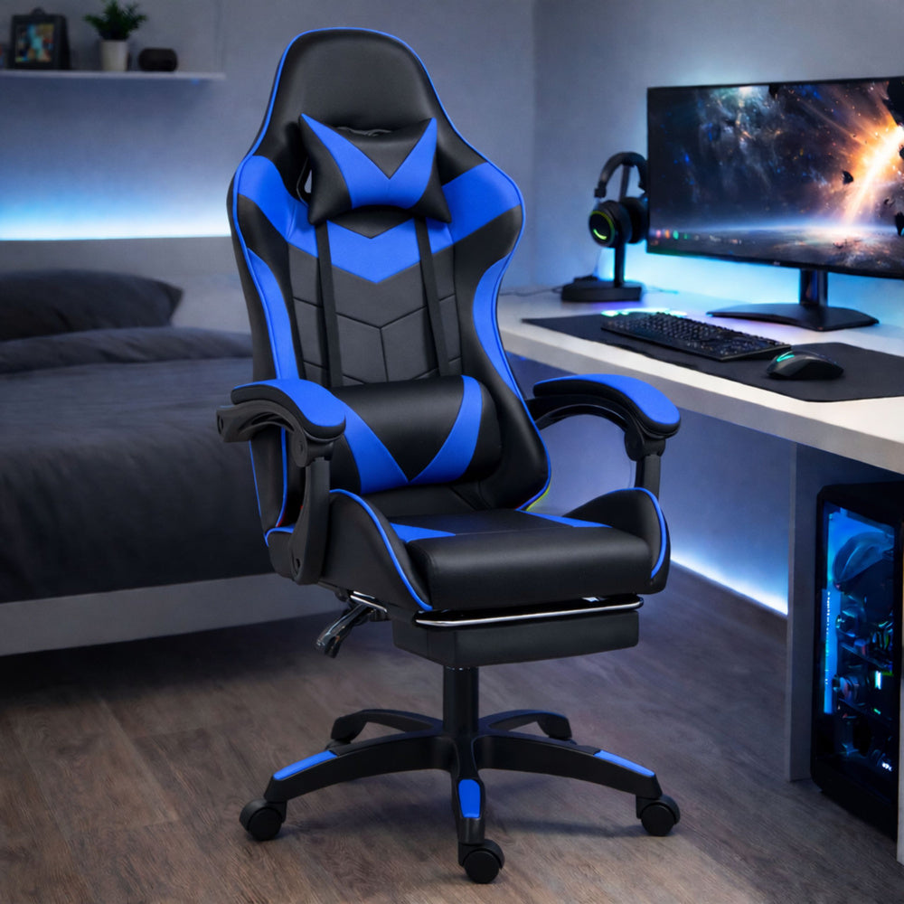 Gaming stolica sa osloncem za noge LE TOY – plava