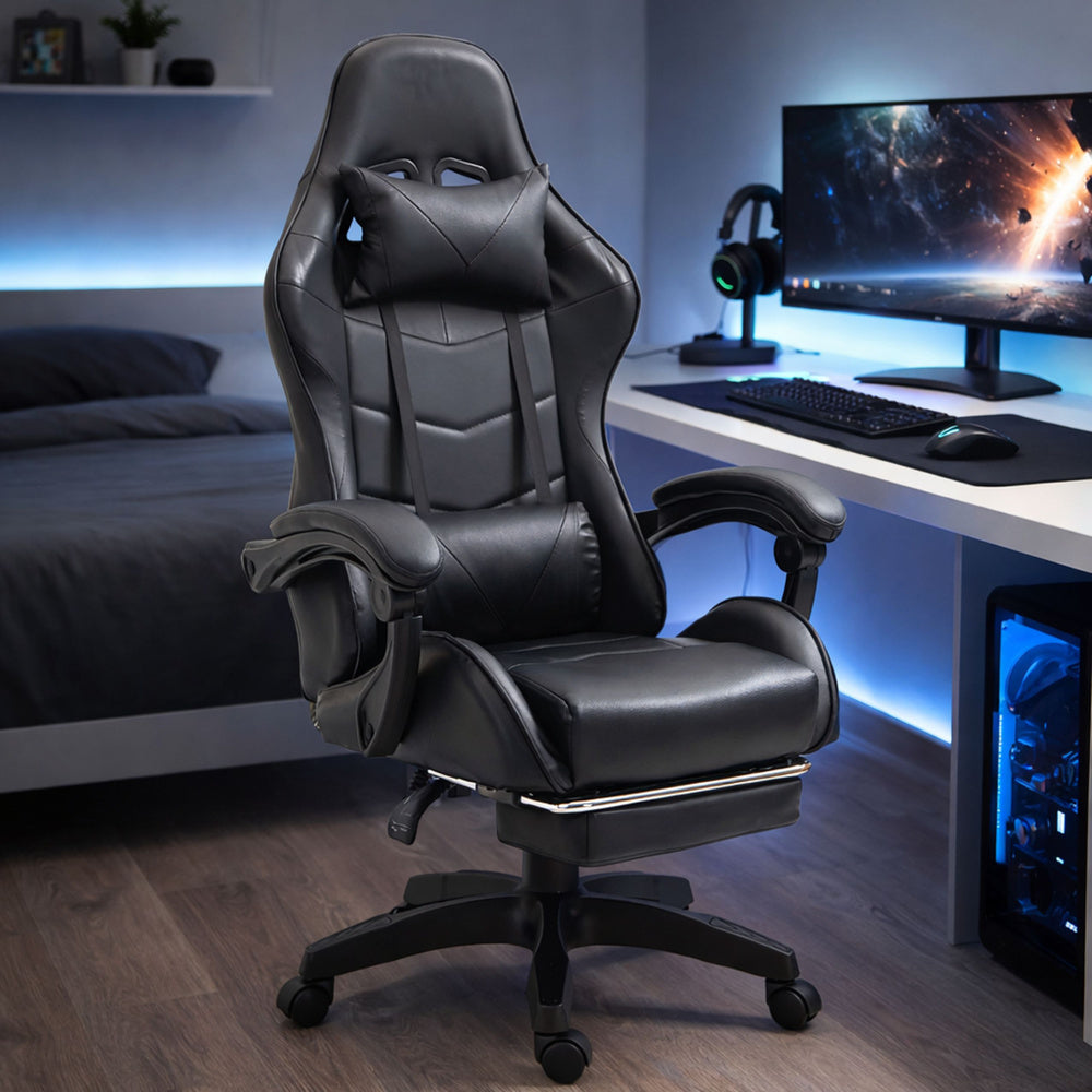 Gaming stolica sa osloncem za noge LE TOY – crna
